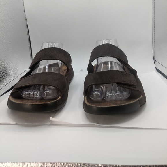 Ecco Dark Brown Men's Leather Sandals - Picture 1 of 8